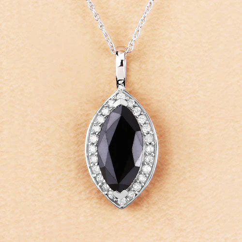 2.29 Carat Genuine Blue Sapphire and White Diamond 10K White Gold Pendant - Image 5
