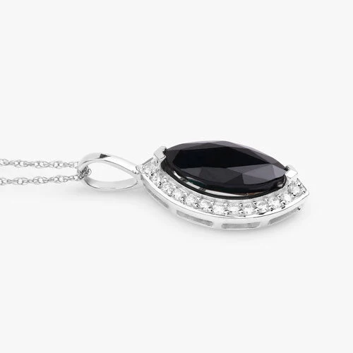 2.29 Carat Genuine Blue Sapphire and White Diamond 10K White Gold Pendant - Image 8