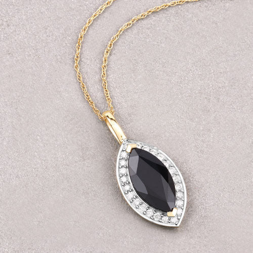 2.29 Carat Genuine Blue Sapphire and White Diamond 10K Yellow Gold Pendant - Image 4