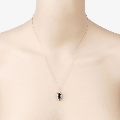 2.29 Carat Genuine Blue Sapphire and White Diamond 10K Yellow Gold Pendant - Image 6