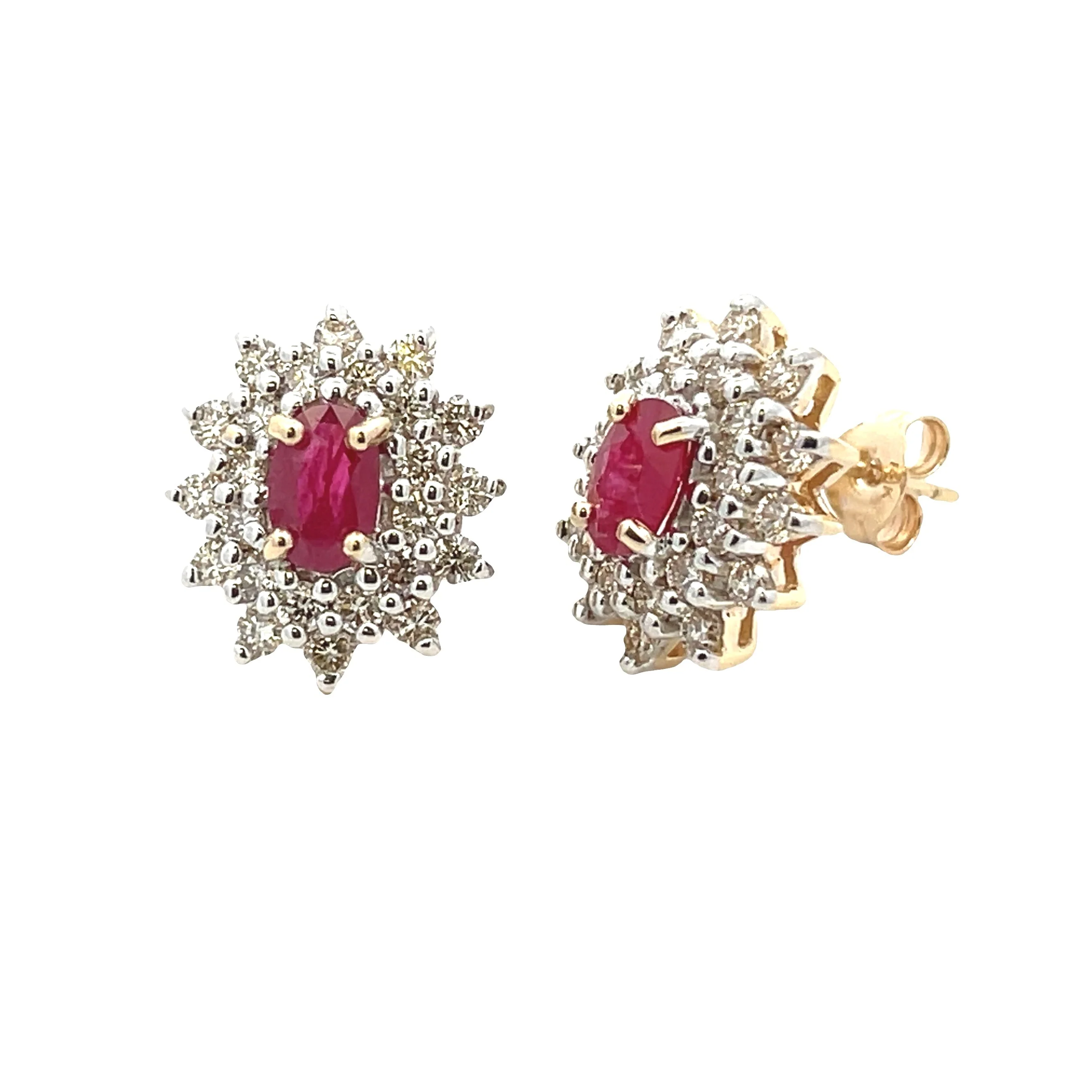 2.30ct Ruby Diamond Earrings 14KT Yellow Gold - Image 3