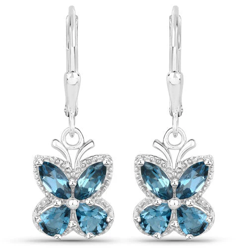 2.32 Carat Genuine London Blue Topaz .925 Sterling Silver Earrings - Image 2