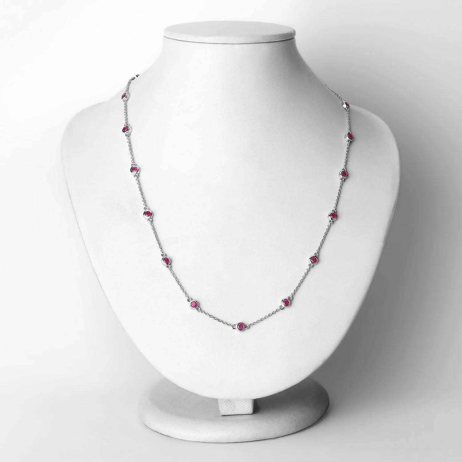 2.34 Carat Genuine Ruby .925 Sterling Silver Necklace - Image 2