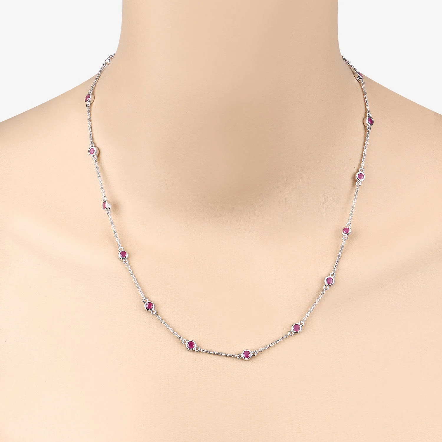 2.34 Carat Genuine Ruby .925 Sterling Silver Necklace - Image 4