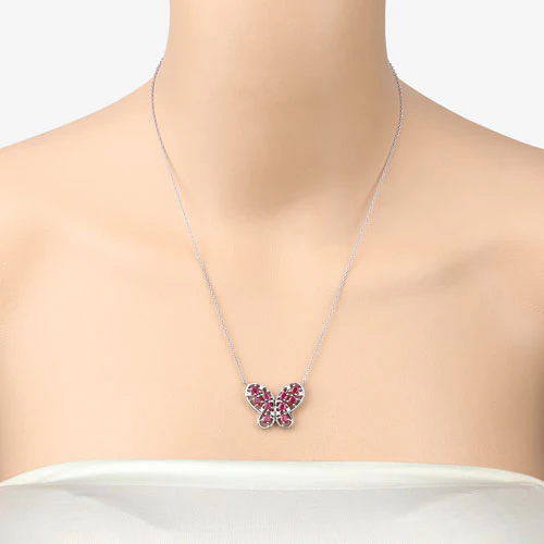 2.36 Carat Genuine Ruby and White Zircon .925 Sterling Silver Necklace - Image 10