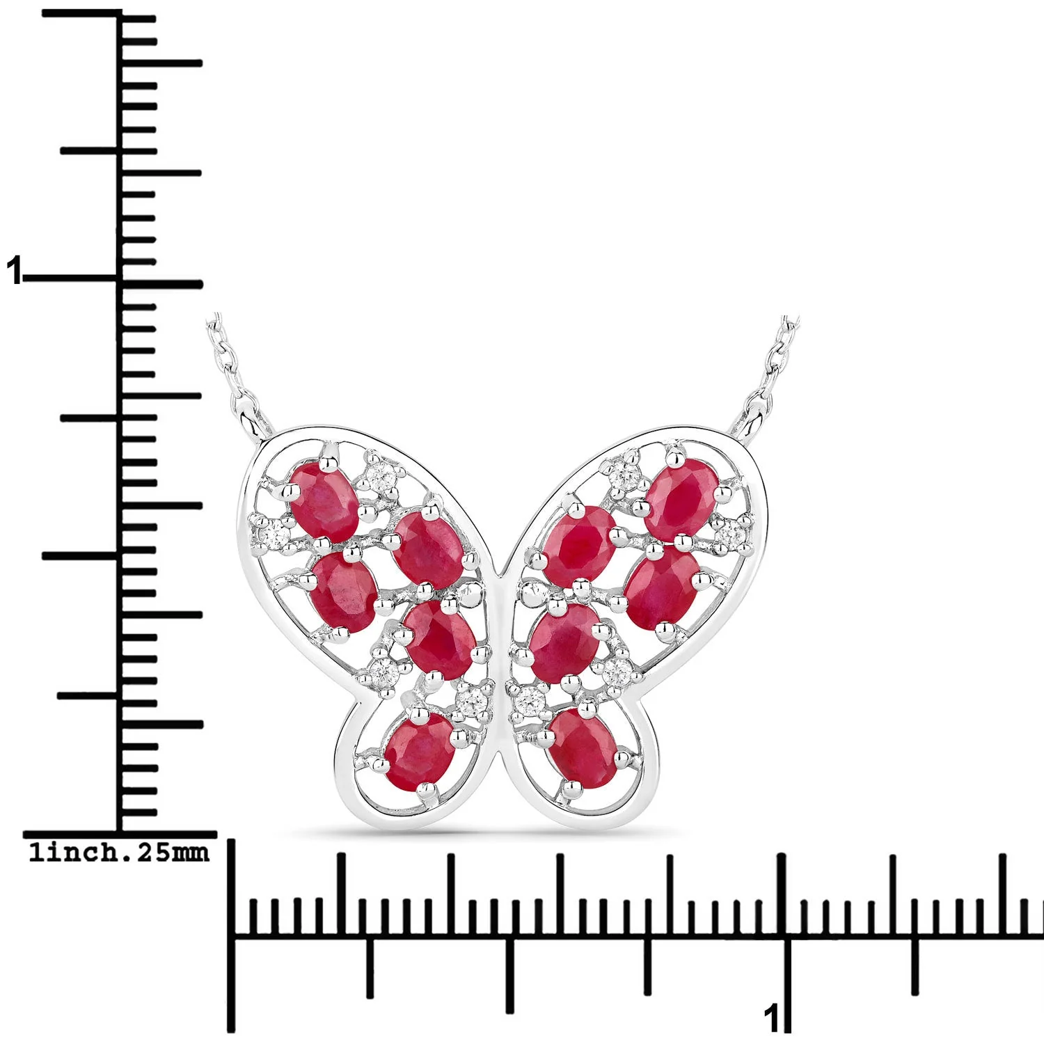 2.36 Carat Genuine Ruby and White Zircon .925 Sterling Silver Necklace - Image 3