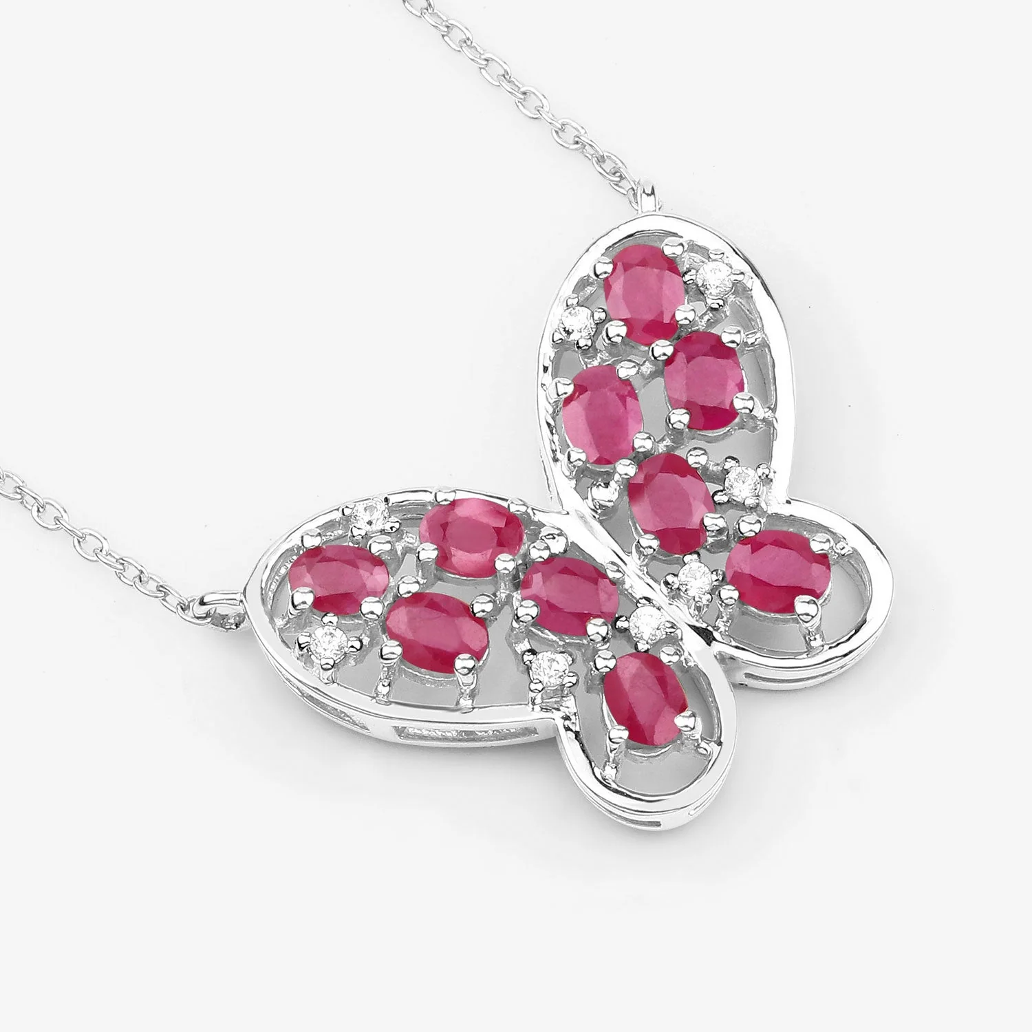 2.36 Carat Genuine Ruby and White Zircon .925 Sterling Silver Necklace - Image 4