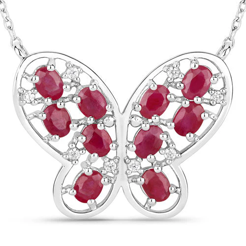 2.36 Carat Genuine Ruby and White Zircon .925 Sterling Silver Necklace - Image 5