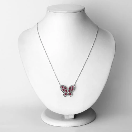 2.36 Carat Genuine Ruby and White Zircon .925 Sterling Silver Necklace - Image 6