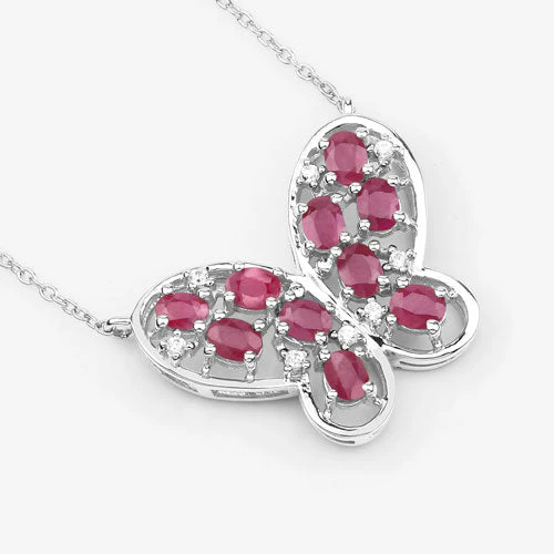 2.36 Carat Genuine Ruby and White Zircon .925 Sterling Silver Necklace - Image 8