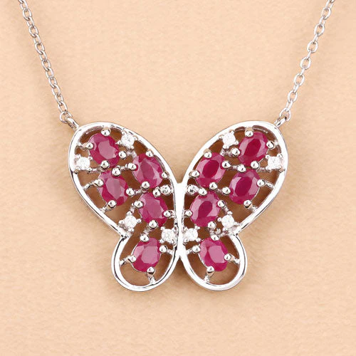 2.36 Carat Genuine Ruby and White Zircon .925 Sterling Silver Necklace - Image 9