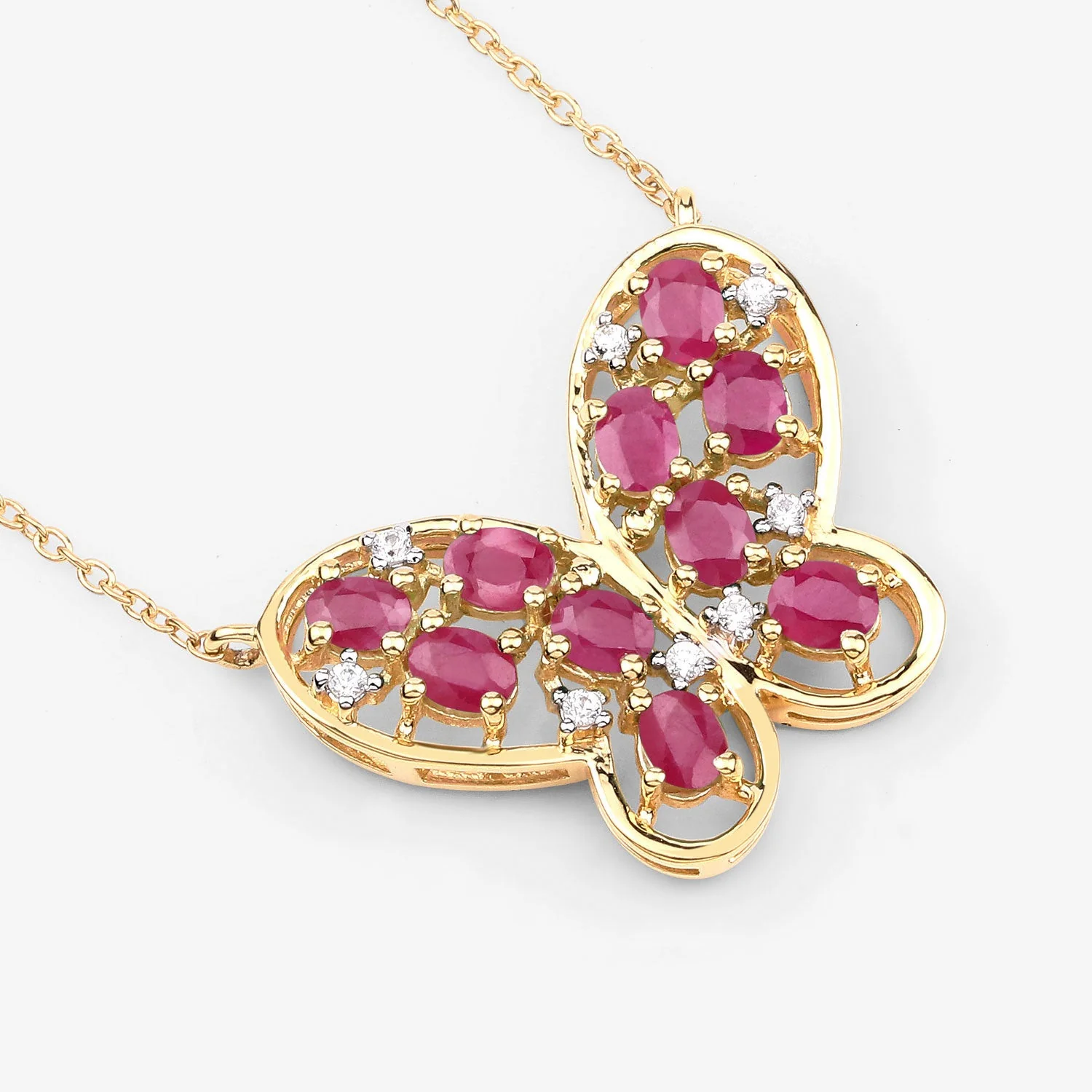 2.36 Carat Genuine Ruby and White Zircon .925 Sterling Silver Necklace - Image 4