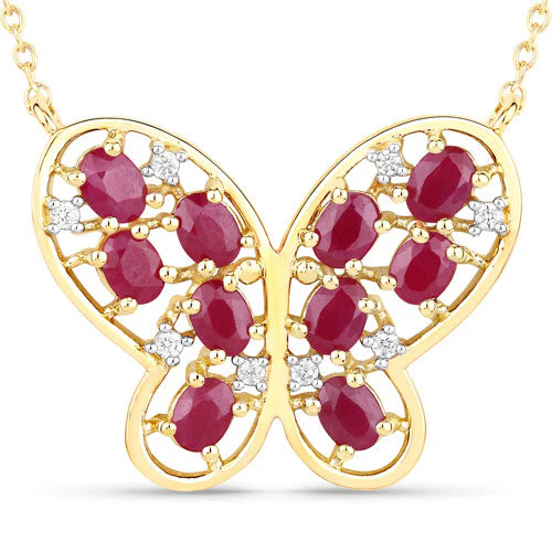2.36 Carat Genuine Ruby and White Zircon .925 Sterling Silver Necklace - Image 5