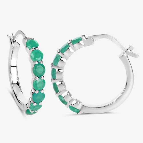 2.38 Carat Genuine Emerald .925 Sterling Silver Earrings - Image 11