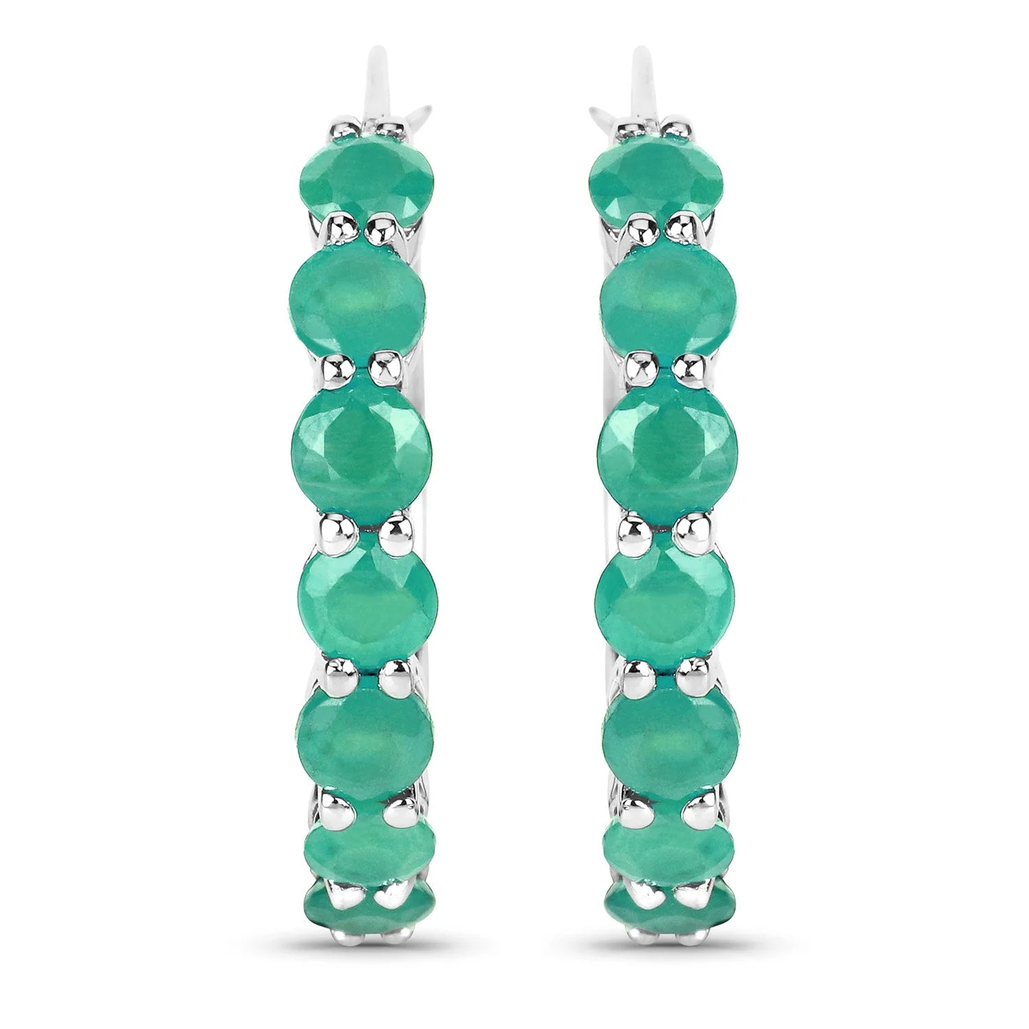 2.38 Carat Genuine Emerald .925 Sterling Silver Earrings - Image 3