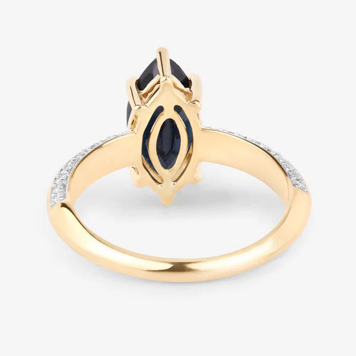 2.39 Carat Genuine Blue Sapphire and White Diamond 10K Yellow Gold Ring - Image 7