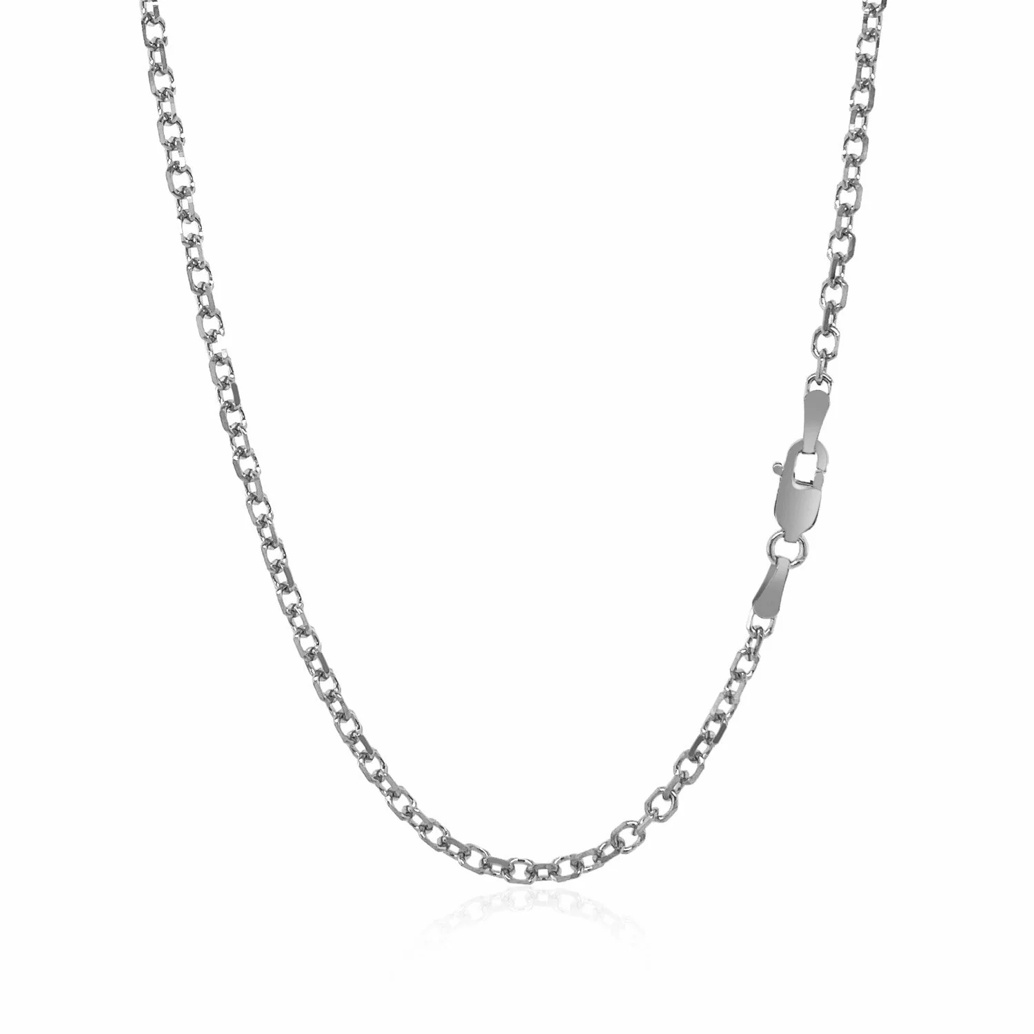 2.3mm 14k White Gold Diamond Cut Cable Link Chain - Image 8