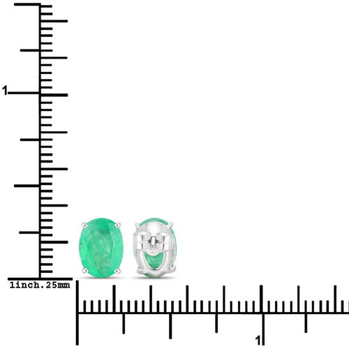 2.40 Carat Genuine Zambian Emerald 10K White Gold Earrings - Image 3