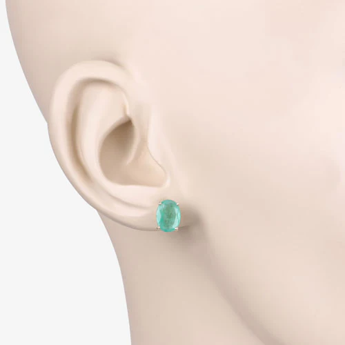 2.40 Carat Genuine Zambian Emerald 10K Yellow Gold Earrings - Image 5