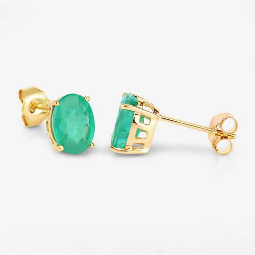 2.40 Carat Genuine Zambian Emerald 10K Yellow Gold Earrings - Image 8