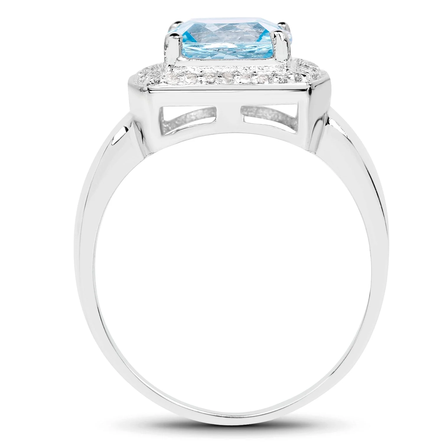2.46 Carat Genuine Blue Topaz and White Topaz .925 Sterling Silver Ring - Image 2