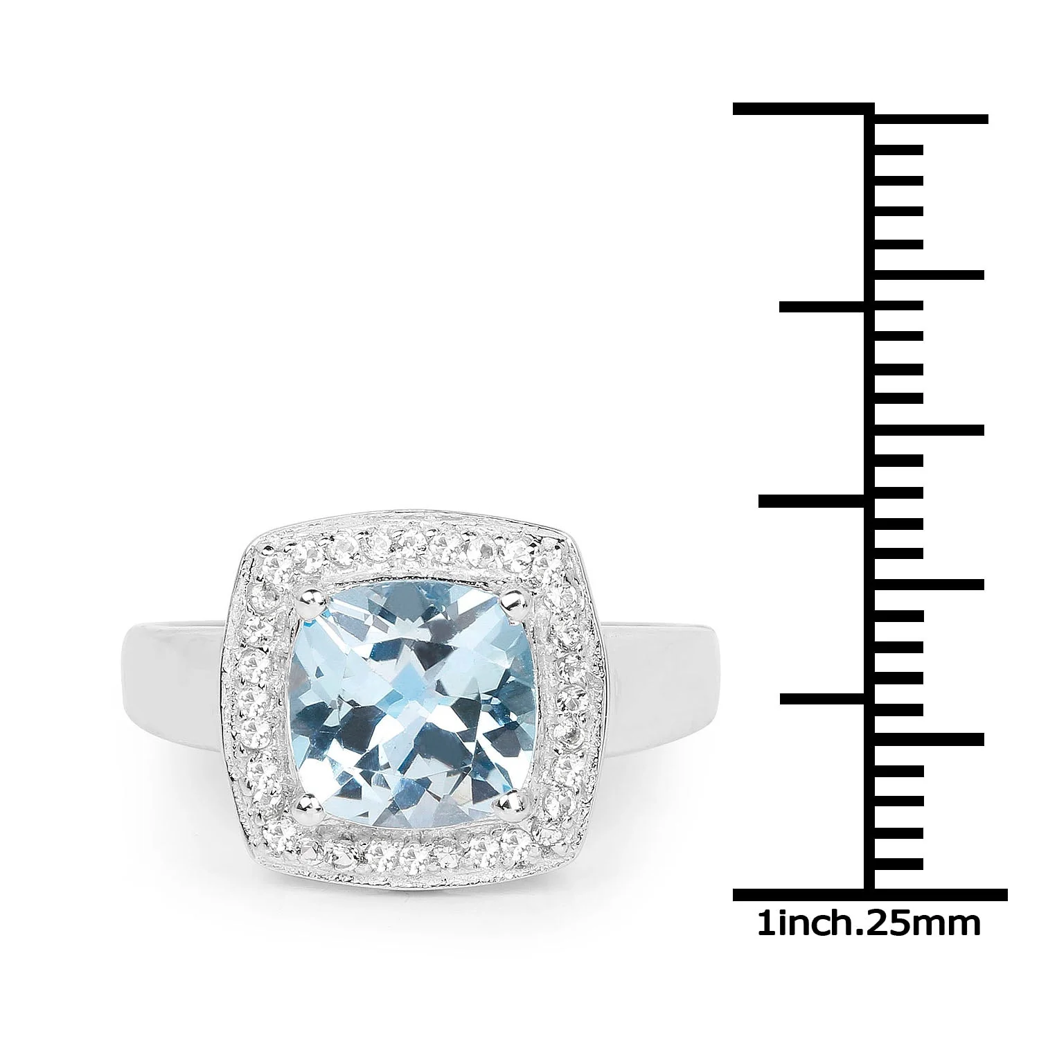 2.46 Carat Genuine Blue Topaz and White Topaz .925 Sterling Silver Ring - Image 3