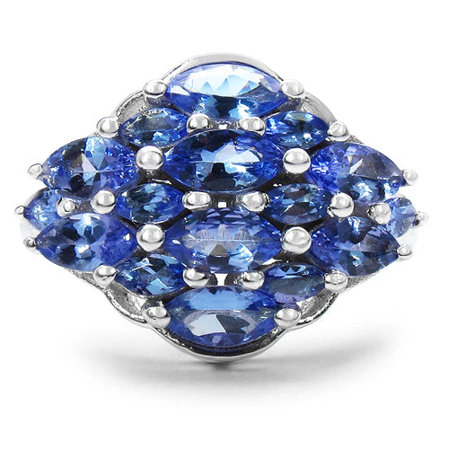 2.48 Carat Genuine Tanzanite .925 Sterling Silver Ring - Image 2
