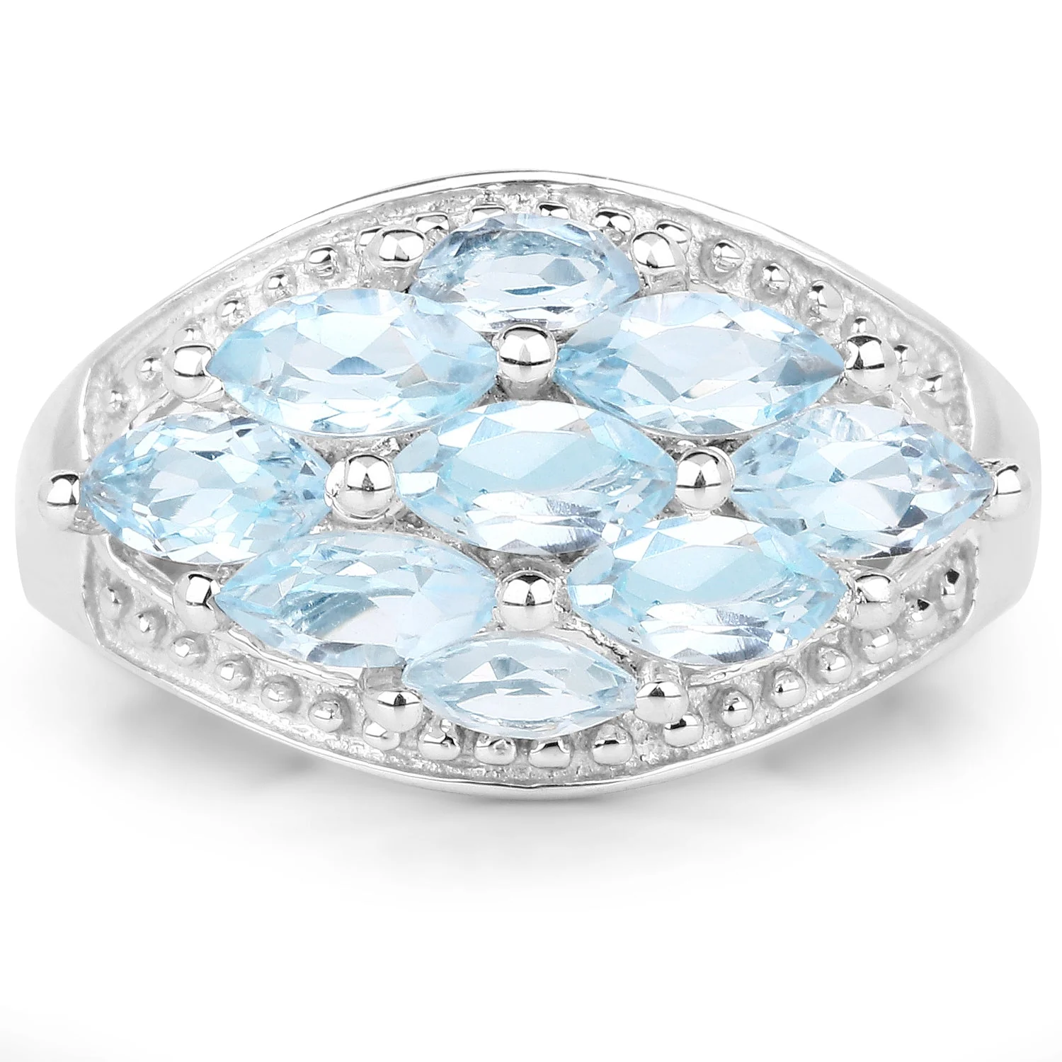 2.50 Carat Genuine Blue Topaz .925 Sterling Silver Ring - Image 3