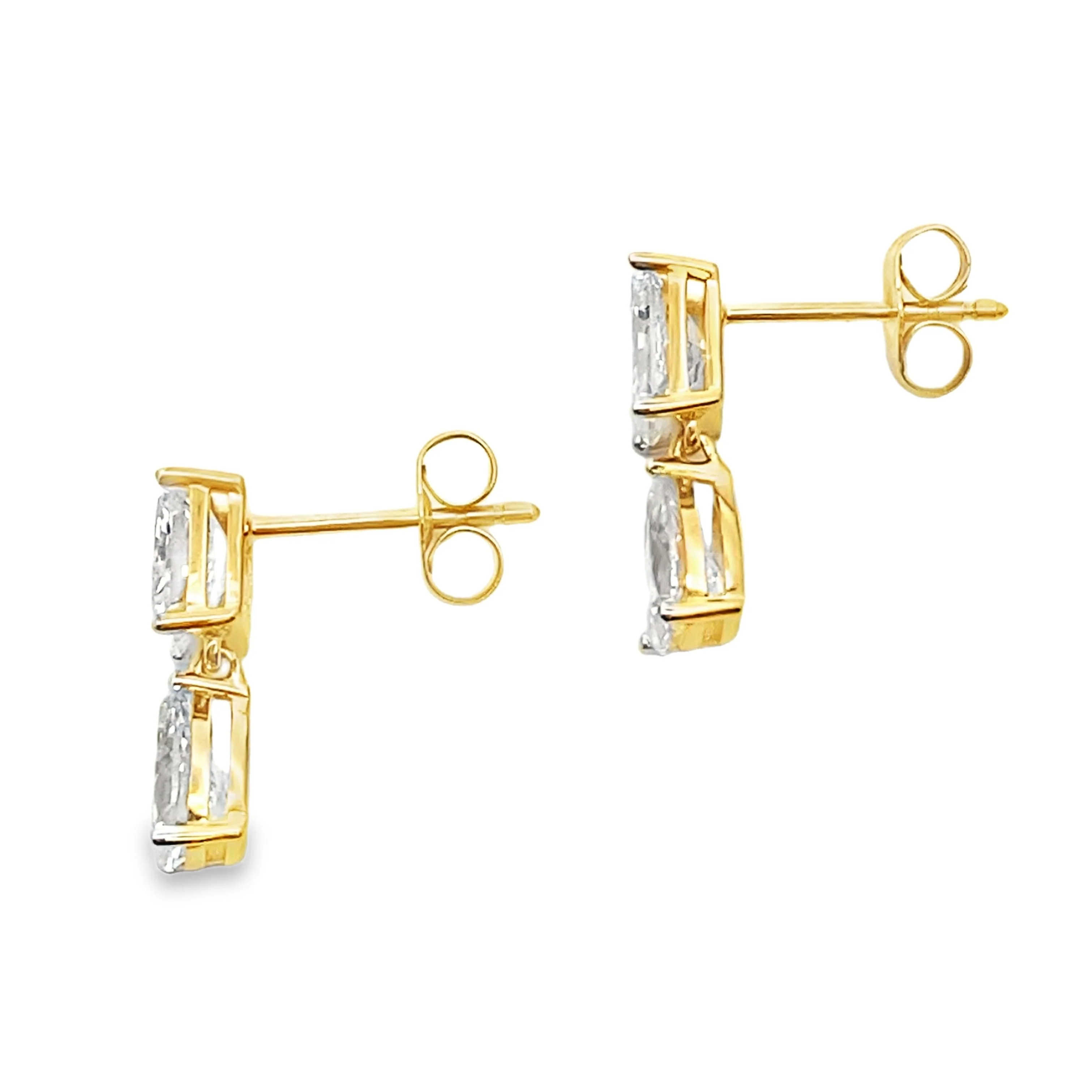 2.50ct Lab Grown Diamond Earrings 14KT Yellow Gold - Image 2
