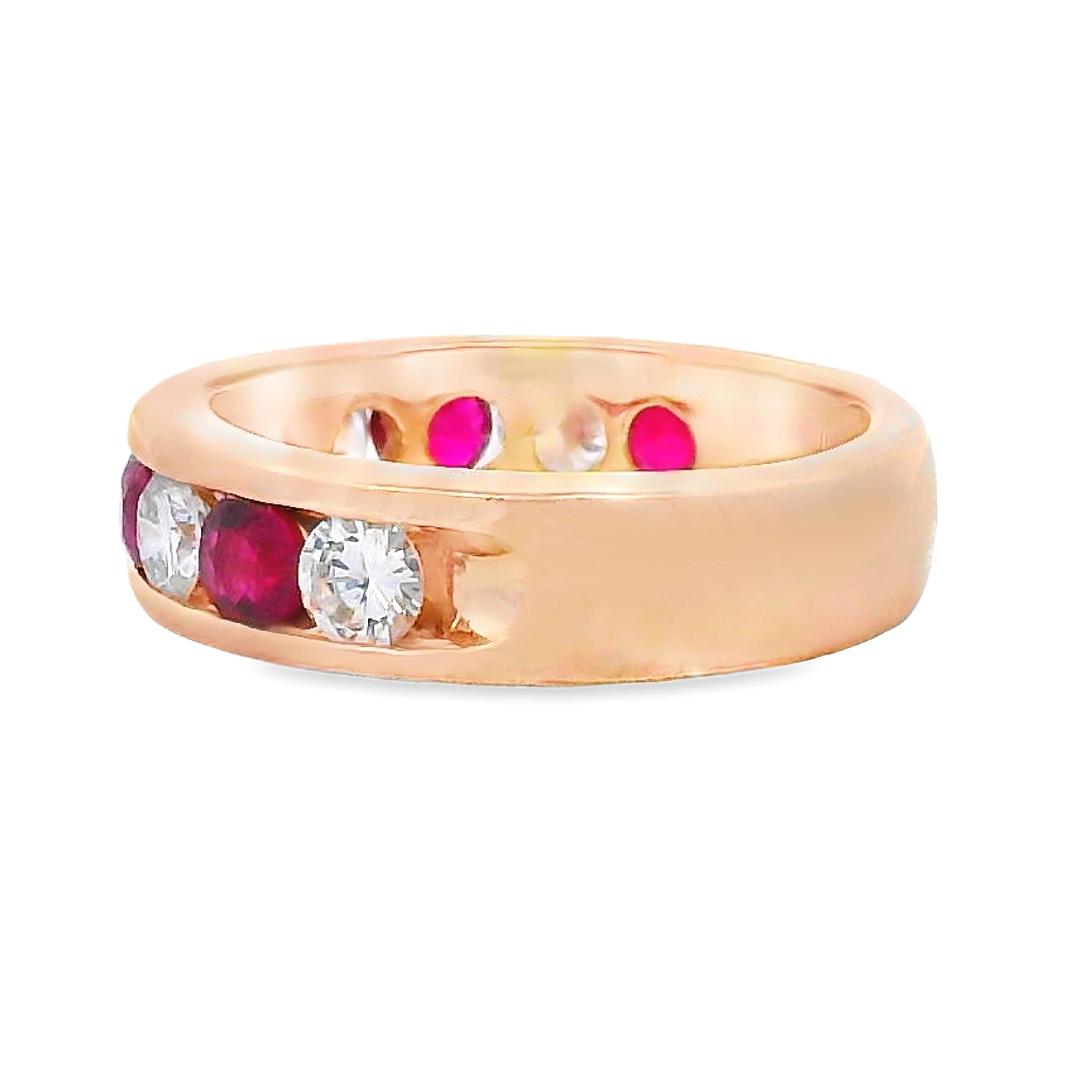 2.50ct Ruby Diamond Wedding Band Ring 14KT Yellow Gold - Image 2