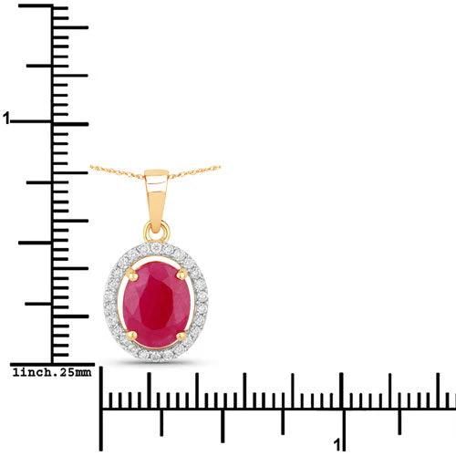 2.51 Carat Genuine Ruby and White Diamond 10K Yellow Gold Pendant - Image 3