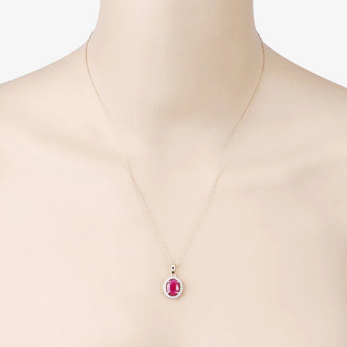2.51 Carat Genuine Ruby and White Diamond 10K Yellow Gold Pendant - Image 6