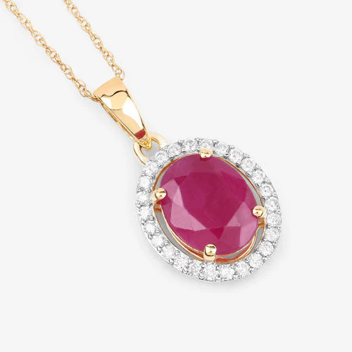 2.51 Carat Genuine Ruby and White Diamond 10K Yellow Gold Pendant - Image 7