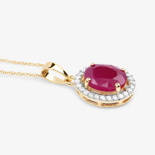 2.51 Carat Genuine Ruby and White Diamond 10K Yellow Gold Pendant - Image 8