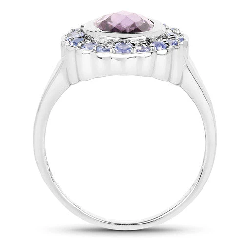 2.53 Carat Genuine Amethyst and Tanzanite .925 Sterling Silver Ring - Image 5