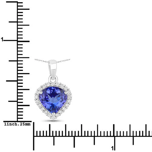 2.53 Carat Genuine Tanzanite and White Diamond 14K White Gold Pendant - Image 3