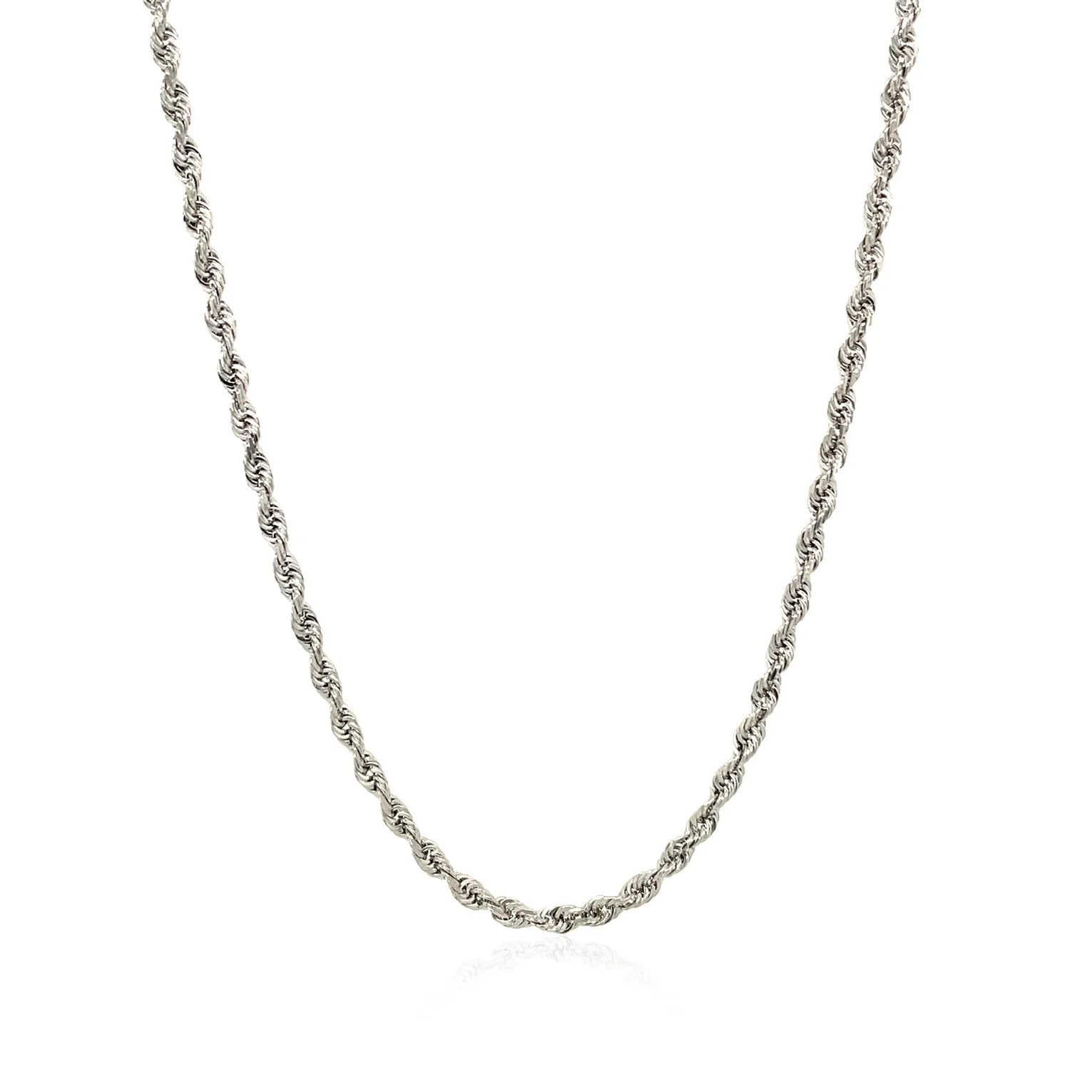 2.5mm 14k White Gold Solid Diamond Cut Rope Chain - Image 7