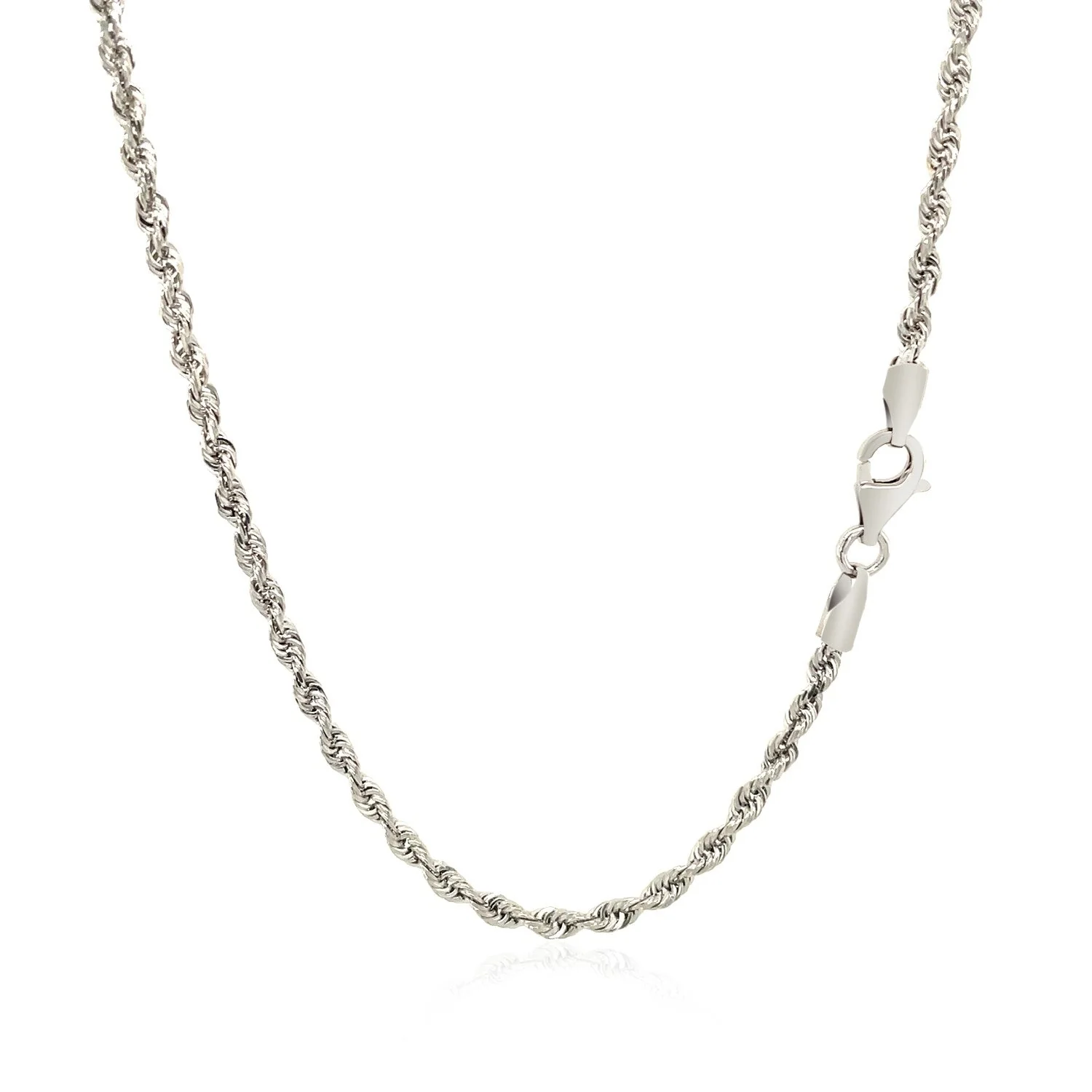 2.5mm 14k White Gold Solid Diamond Cut Rope Chain - Image 8