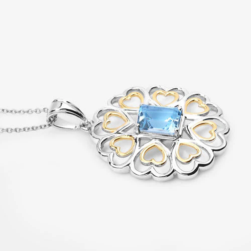 2.60 Carat Genuine Blue Topaz .925 Sterling Silver Pendant - Image 10