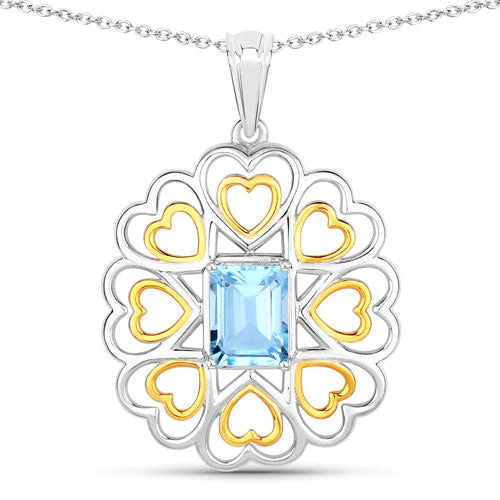 2.60 Carat Genuine Blue Topaz .925 Sterling Silver Pendant - Image 5