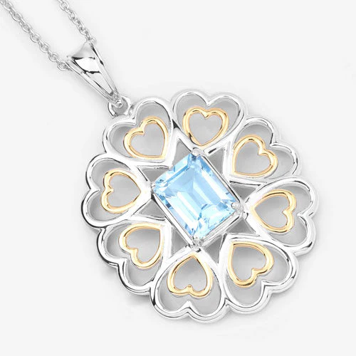 2.60 Carat Genuine Blue Topaz .925 Sterling Silver Pendant - Image 9