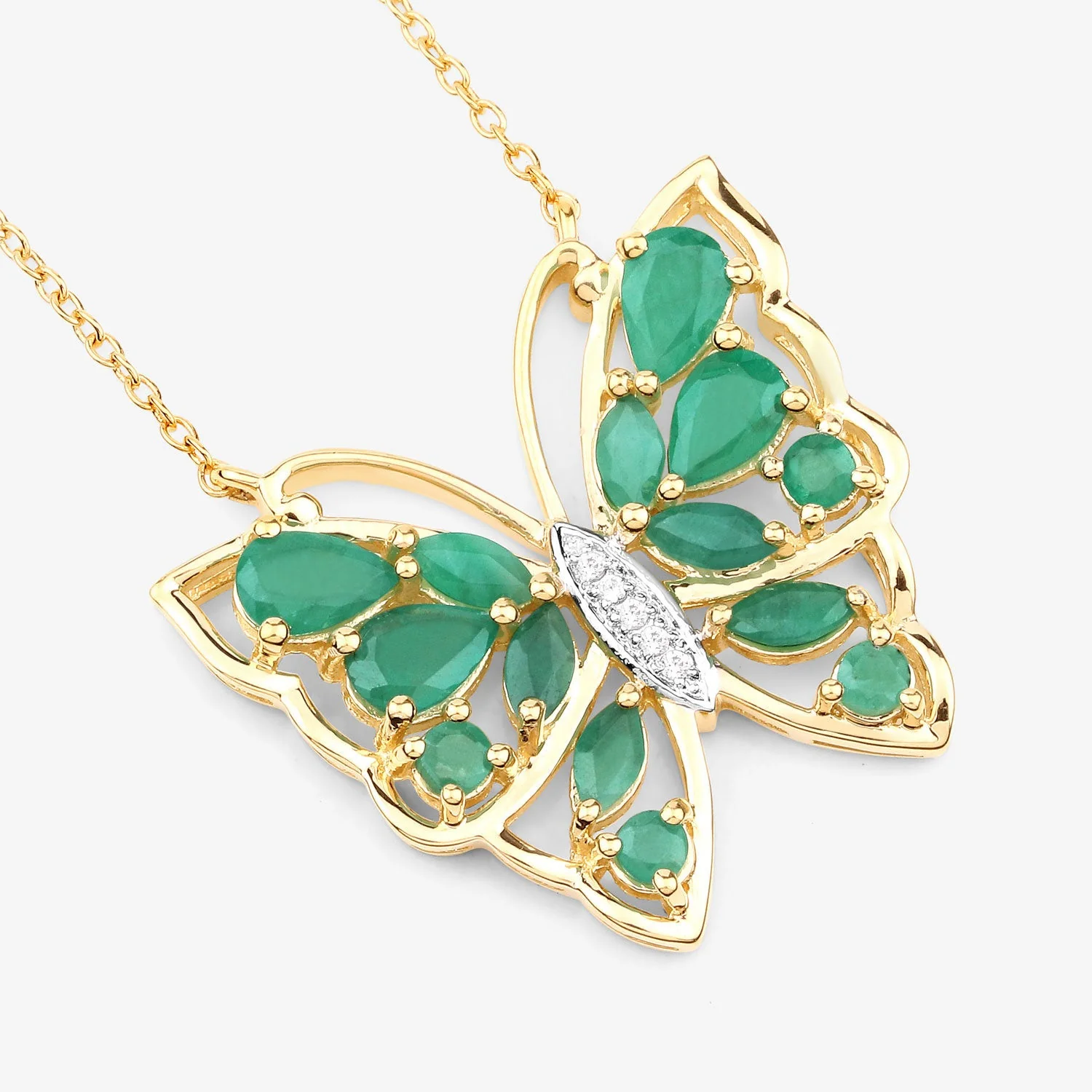 2.60 Carat Genuine Emerald and White Zircon .925 Sterling Silver Necklace - Image 4