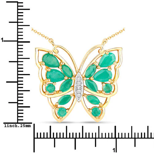 2.60 Carat Genuine Emerald and White Zircon .925 Sterling Silver Necklace - Image 7