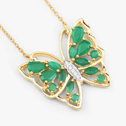 2.60 Carat Genuine Emerald and White Zircon .925 Sterling Silver Necklace - Image 8