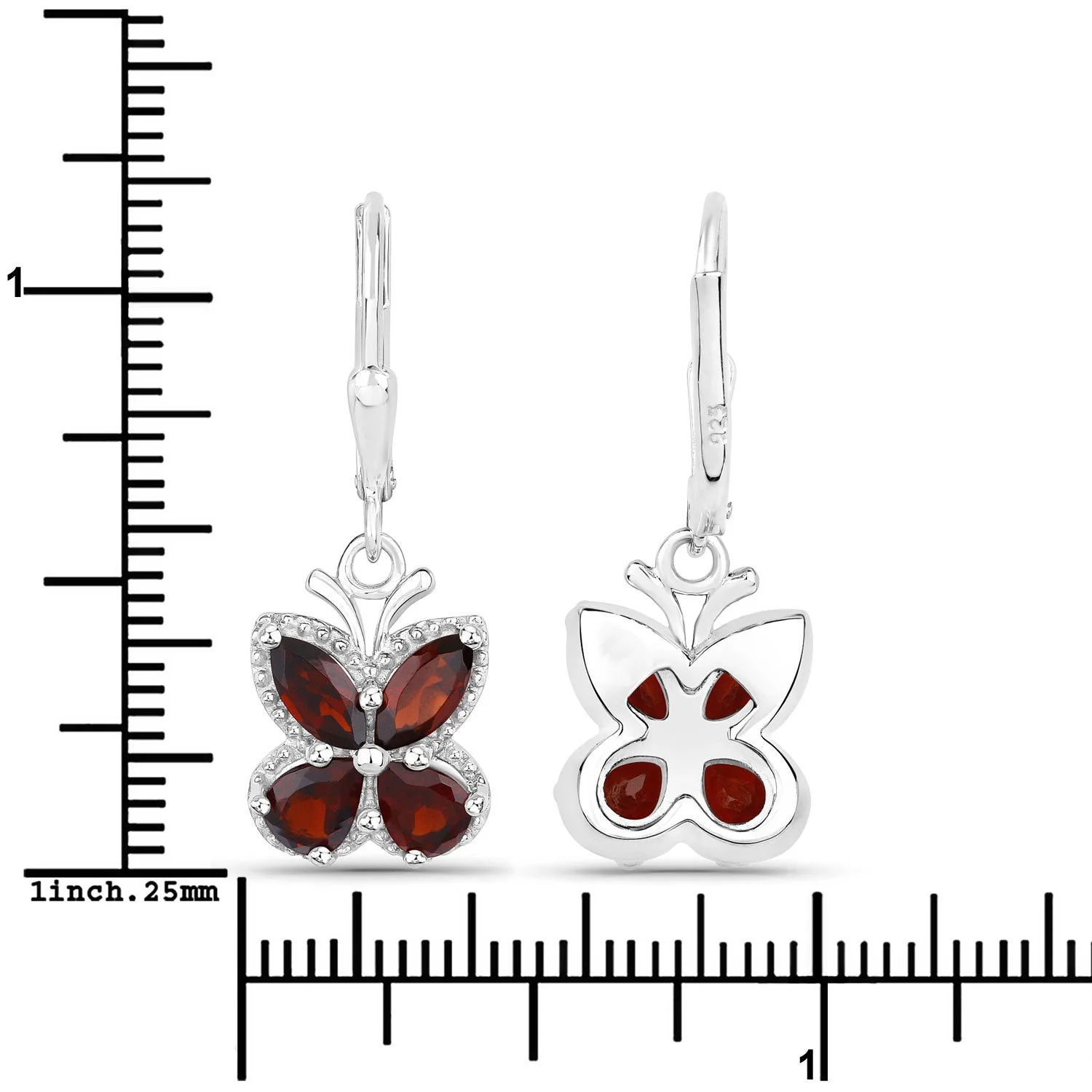 2.60 Carat Genuine Garnet .925 Sterling Silver Earrings - Image 3