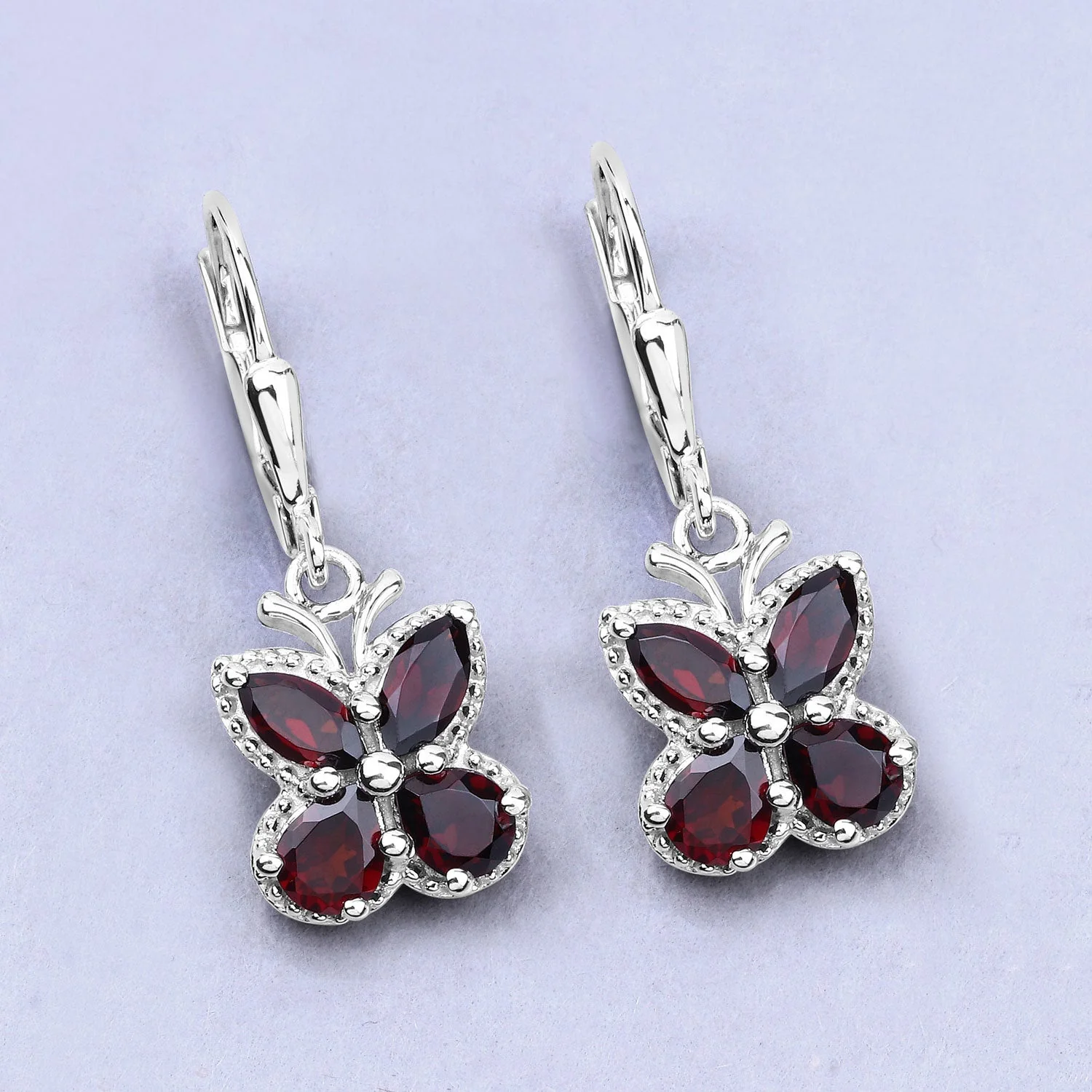 2.60 Carat Genuine Garnet .925 Sterling Silver Earrings - Image 4