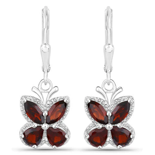 2.60 Carat Genuine Garnet .925 Sterling Silver Earrings - Image 5