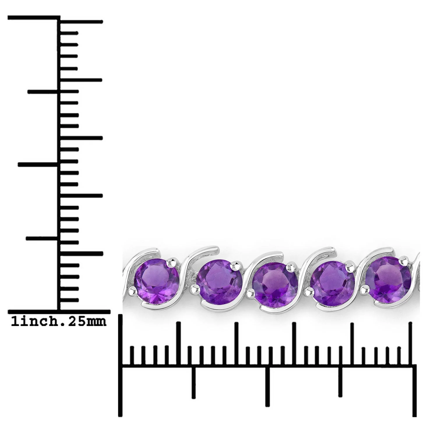 2.64 Carat Genuine Amethyst .925 Sterling Silver Bracelet - Image 3