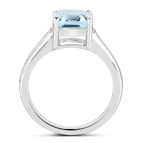 2.64 Carat Genuine Blue Topaz and White Topaz .925 Sterling Silver Ring - Image 5