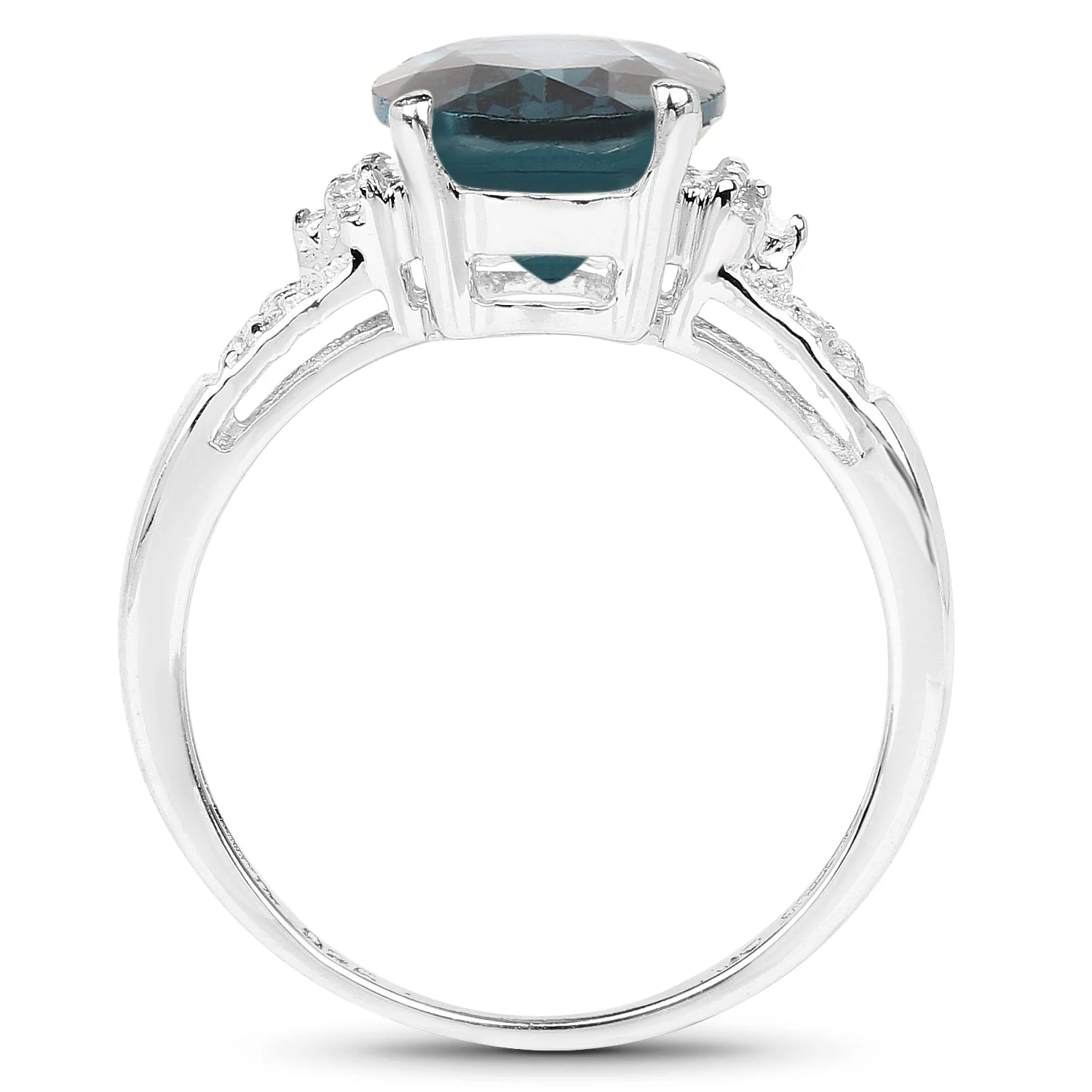 2.64 Carat Genuine London Blue Topaz and White Topaz .925 Sterling Silver Ring - Image 2